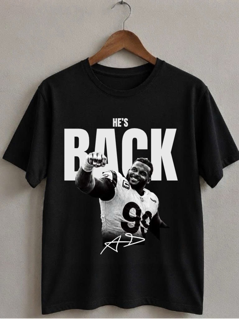 Men's Black 'He's Back' Aaron Donald NFL Graphic Tee